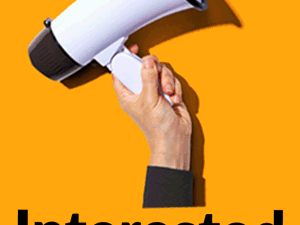 Image of a megaphone with text coming out of it