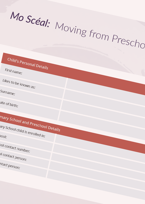 Form with personal and preschool details