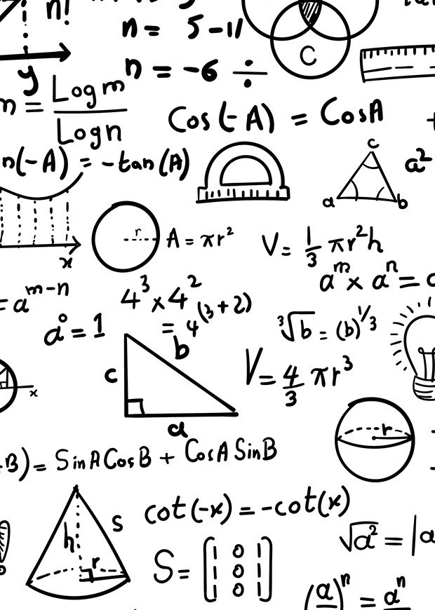 Portrait crop of maths doodles in marker