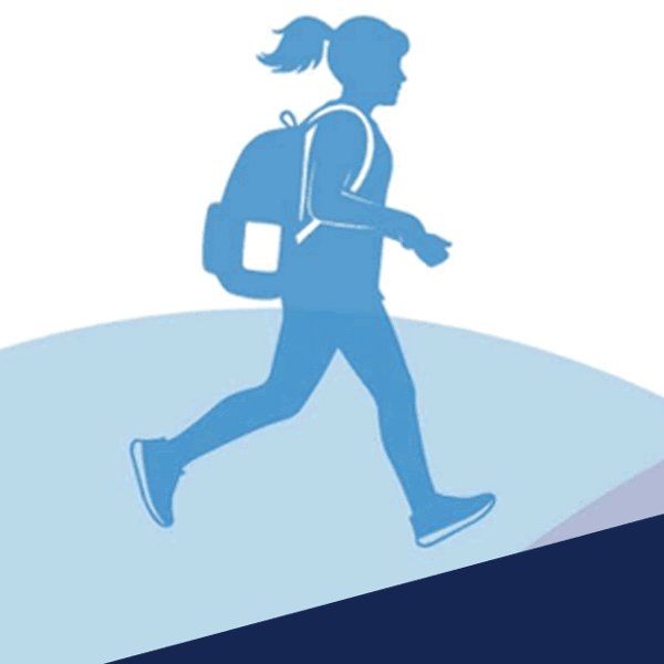 Illustration of a girl going to school