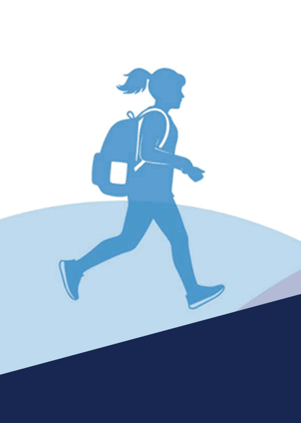 Illustration of a girl going to school