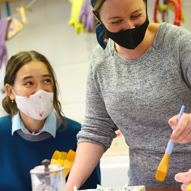 Art students with teacher