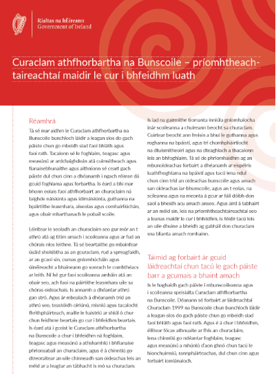 íomhá den chlúdach de na príomhtheachtaireachtaí le haghaidh an doiciméid maidir le gníomhú luath